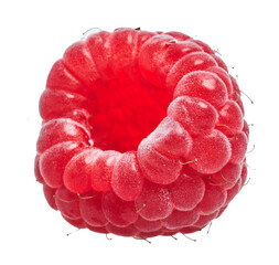  Delicious single raspberry over isolated white background