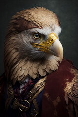 Portrait of a Eagle
 dressed in a aristocratic, generative ai