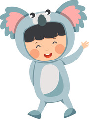 Happy child is wearing Koala animal costumes