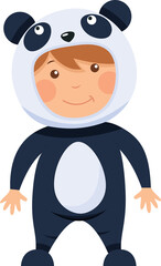 Happy child is wearing Panda bear animal costumes