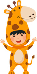 Fototapeta premium Happy child is wearing Giraffe animal costumes