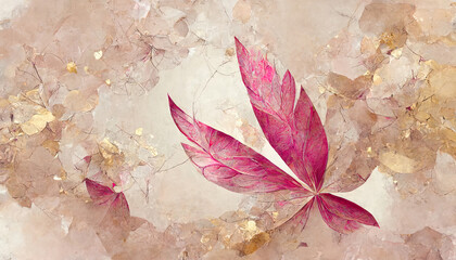 Abstract art botanical pink background vector. Generative Ai