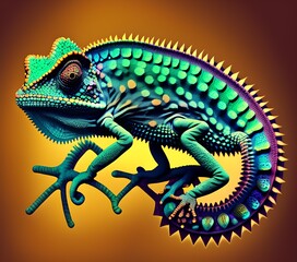 Fototapeta premium Fractal Chameleon, Generative AI Illustration