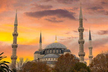 Fototapeta na wymiar The Sultan Ahmed Mosque (Blue Mosque) Istanbul, Turkey