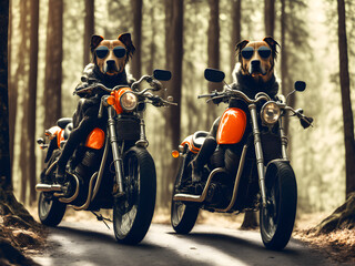 Obraz na płótnie Canvas Cool Dog on Motorcycle, Generative AI Illustration