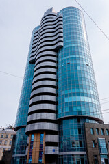 Naklejka premium Novosibirsk, Russia, August 2022: Modern high-rise building in Novosibirsk
