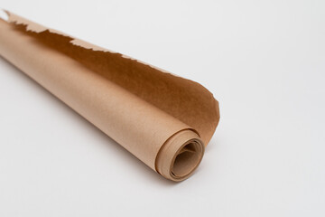 Baking paper roll on a white background