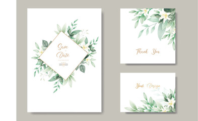 Fototapeta na wymiar Beautiful Watercolor Floral Wedding Invitation Card Template