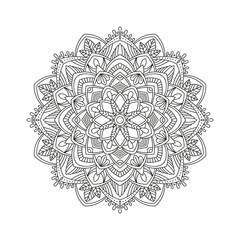 Mandala isolated on white background. Vintage decorative elements. Islam, Arabic, Indian, moroccan, ottoman motifs. Outline hand drawn. Illustration on transparent background