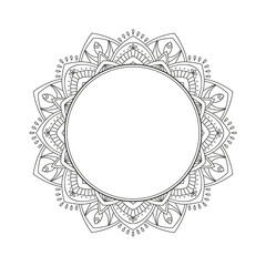 Ornate frame isolated on white background. Round floral ornament. Design for label, photo album,  greeting card or wedding invitation. Illustration on transparent background