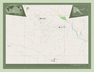 Fototapeta premium Eastern Highlands, Papua New Guinea. OSM. Labelled points of cities
