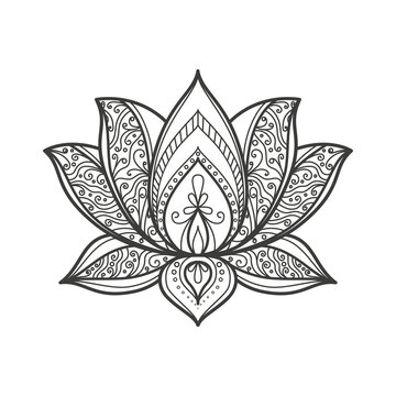 recommend clip art: Sacred Lotus flower. Decorative ornament for coloring book. Illustration on transparent background