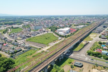 Fototapeta na wymiar A bird eye view of the railway