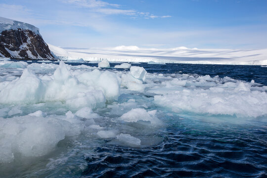 Ice melting at Suspiros Bay, Joinville Island, Antarctica