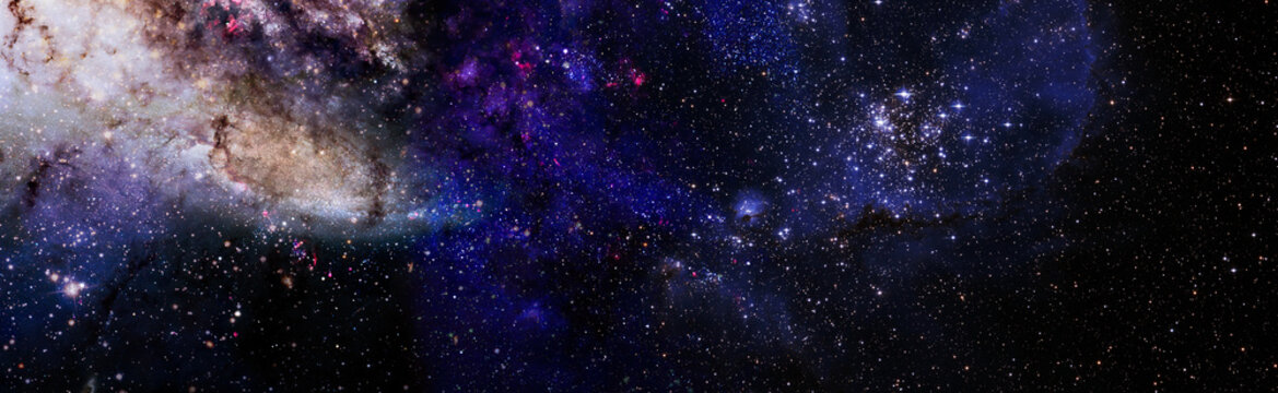 Panorama Space scene with stars and galaxies. Elements of this image furnished by NASA