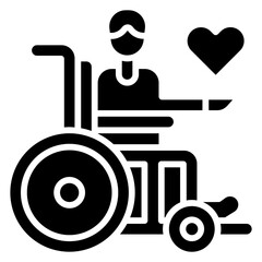 disabled person in wheelchair with love illustration