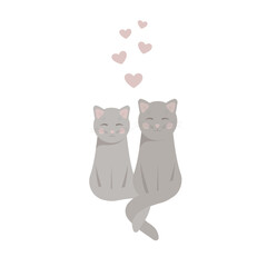 Cute cats for Valentine's Day, Wedding, greeting cards and posters.
