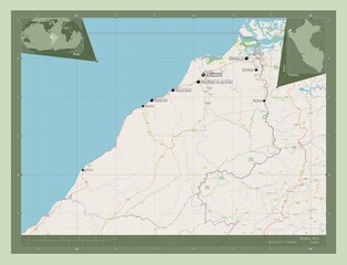 Tumbes, Peru. OSM. Labelled points of cities