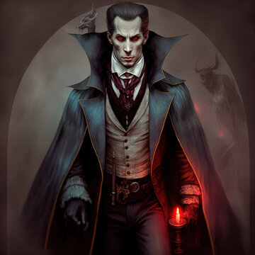 A vampire in the Victorian age. Made with Generative AI