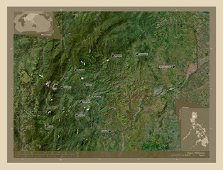 Ifugao, Philippines. High-res satellite. Labelled points of cities