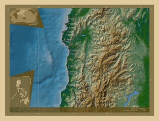 Ilocos Sur, Philippines. Physical. Labelled points of cities