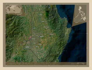 Isabela, Philippines. High-res satellite. Labelled points of cities