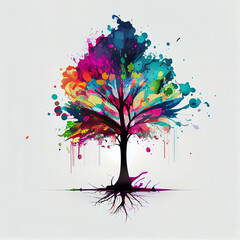 arbre multicolore, graphic art