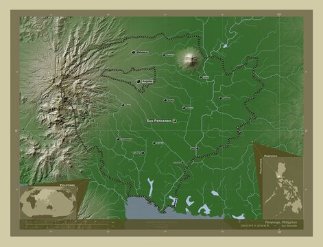 Pampanga, Philippines. Labelled points of cities