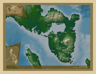 Sorsogon, Philippines. Physical. Labelled points of cities