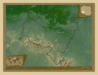 Dolnoslaskie, Poland. Physical. Labelled points of cities