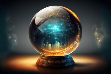 Crystal Ball showing a rich Future Generative AI - obrazy, fototapety, plakaty