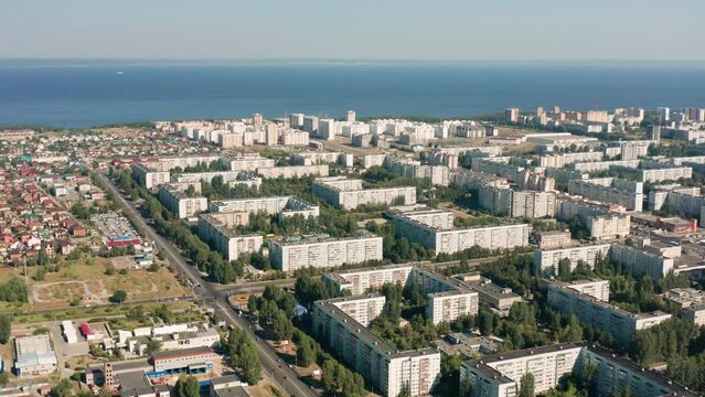 Ulyanovsk, Zavolzhsky district, residential development. Aerial view.