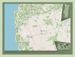 Fototapeta premium Viana do Castelo, Portugal. OSM. Labelled points of cities