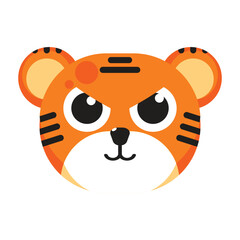 face angry tiger cartoon illustration 