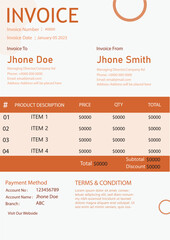 
Design of a professional invoice template. Colorful and simplistic invoice template design. professional history of bill payments.