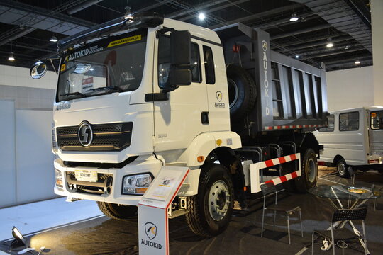 Faw stark mini dump truck at Manila commercial vehicle show in Pasay, Philippines
