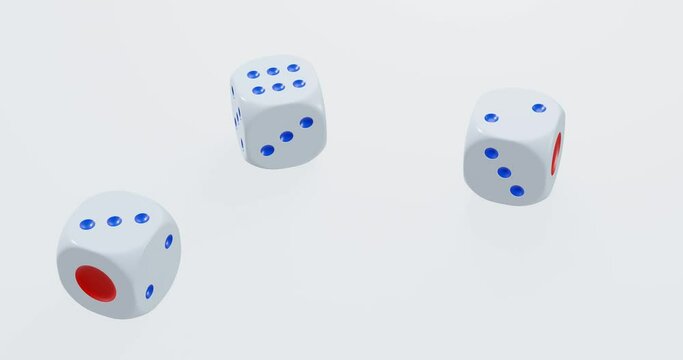3d render of rolling dices for casino or gambling concept.