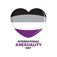International Asexuality Day vector. Asexual pride flag in heart shape icon vector isolated on a white background. Gay Pride symbol graphic design element. April 6. Important day