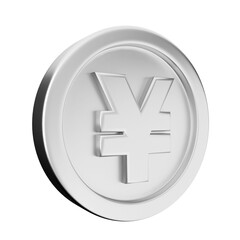 3d coin yen silver icon illustration render