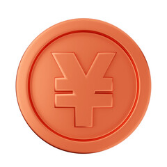 3d coin yen bronze icon illustration render