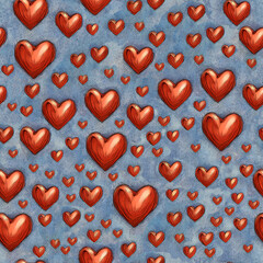 Hand drawn hearts Valentine seamless background