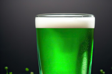 Green beer mugs. Saint Patrick's Day celebration. Famous Irish festival.