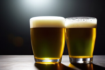 Green beer mugs. Saint Patrick's Day celebration. Famous Irish festival.