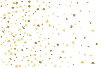 Star confetti. Gold casual confetti background. Bright design pattern.
