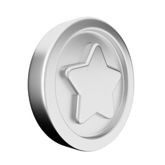 3d coin star silver icon illustration render