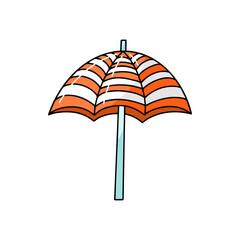 Striped summer vacation sun umbrella clipart parasol drawing relaxation beach tanning vector illustration isolated on a white background