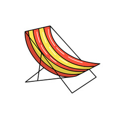 Longue chaise cute sunbed striped drawing summer relaxation tanning beach armchair vector illustration isolated on a white background