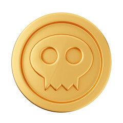 Fototapeta premium 3d coin skull gold icon illustration render