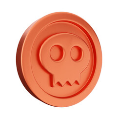 Fototapeta premium 3d coin skull bronze icon illustration render