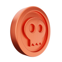 3d coin skull bronze icon illustration render